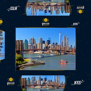 Darstellung des Puzzle Motivs Blick zur Brooklyn Bridge mit One World Trade Center, Manhattan, New York City, New York, USA 1000 Puzzle Schachtel 3D Modell