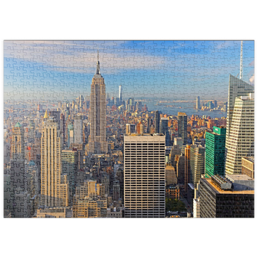 Darstellung des Puzzle Motivs puzzleplate Blick vom Rockefeller Center zum Empire State Building und One World Trade Center, Manhattan, New York City, New York, USA 500 Puzzle