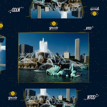 Darstellung des Puzzle Motivs Buckingham Fountain im Grant Park, Chicago, Illinois, USA 1000 Puzzle Schachtel 3D Modell