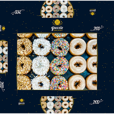 Darstellung des Puzzle Motivs Frische Donuts mit verschiedenen Belägen aus der örtlichen Bäckerei. 200 Puzzle Schachtel 3D Modell