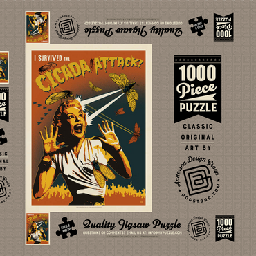 Darstellung des Puzzle Motivs Cicada Invasion: Screaming Woman 1000 Puzzle Schachtel 3D Modell