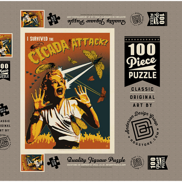 Darstellung des Puzzle Motivs Cicada Invasion: Screaming Woman 100 Puzzle Schachtel 3D Modell