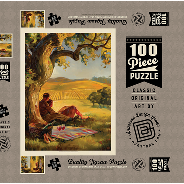 Darstellung des Puzzle Motivs Oil Painting: Wine Country 100 Puzzle Schachtel 3D Modell