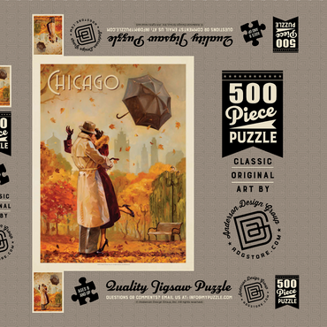 Darstellung des Puzzle Motivs Chicago: Windy City Kiss 500 Puzzle Schachtel 3D Modell