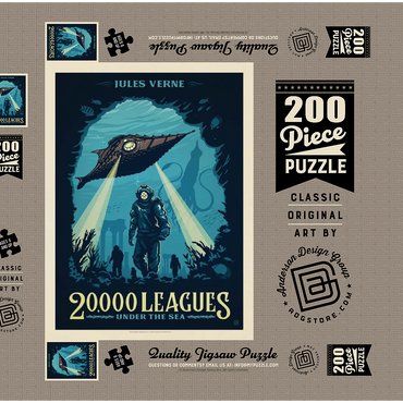 Darstellung des Puzzle Motivs 20,000 Leagues Under the Sea: Jules Verne 200 Puzzle Schachtel 3D Modell