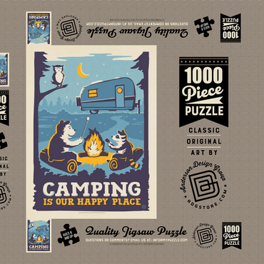 Darstellung des Puzzle Motivs Camping Is Our Happy Place! (Cartoon Critters) 1000 Puzzle Schachtel 3D Modell