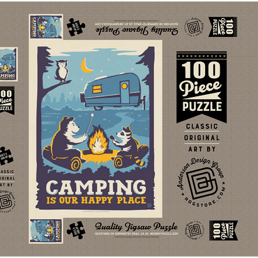 Darstellung des Puzzle Motivs Camping Is Our Happy Place! (Cartoon Critters) 100 Puzzle Schachtel 3D Modell