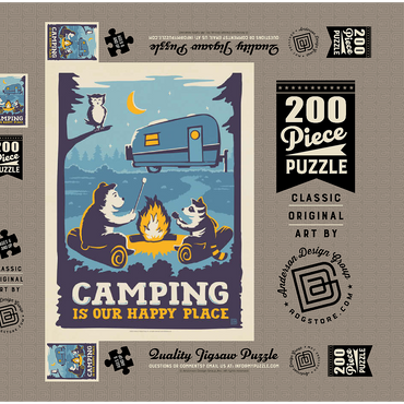 Darstellung des Puzzle Motivs Camping Is Our Happy Place! (Cartoon Critters) 200 Puzzle Schachtel 3D Modell