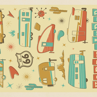 Darstellung des Puzzle Motivs Happy Camper (Trailer Pattern Print) 1000 Puzzle 3D Modell