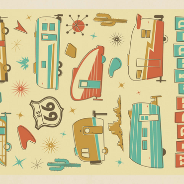 Darstellung des Puzzle Motivs Happy Camper (Trailer Pattern Print) 100 Puzzle 3D Modell