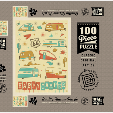Darstellung des Puzzle Motivs Happy Camper (Trailer Pattern Print) 100 Puzzle Schachtel 3D Modell