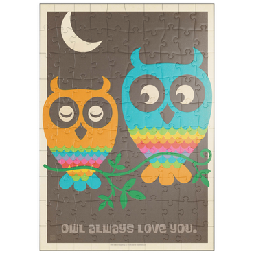 Darstellung des Puzzle Motivs puzzleplate Mod Rainbow Owls 100 Puzzle