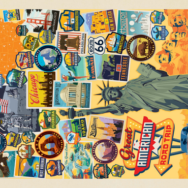 Darstellung des Puzzle Motivs American Travel: USA Collage 1000 Puzzle 3D Modell