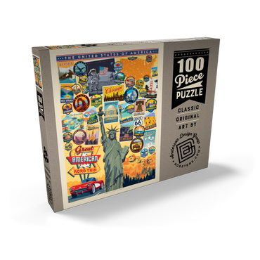 Darstellung des Puzzle Motivs American Travel: USA Collage 100 Puzzle Schachtel Ansicht2