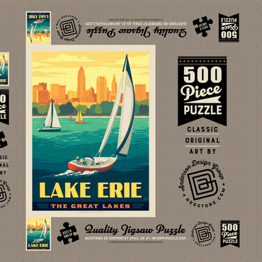 Darstellung des Puzzle Motivs Great Lakes: Lake Erie 500 Puzzle Schachtel 3D Modell