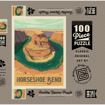 Darstellung des Puzzle Motivs Horseshoe Bend, Arizona 100 Puzzle Schachtel 3D Modell