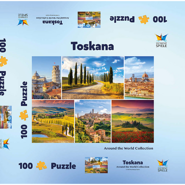 Darstellung des Puzzle Motivs Toskana - Florenz, Siena und Pisa 100 Puzzle Schachtel 3D Modell