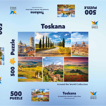 Darstellung des Puzzle Motivs Toskana - Florenz, Siena und Pisa 500 Puzzle Schachtel 3D Modell