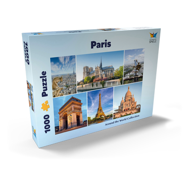 Darstellung des Puzzle Motivs Paris - Notre Dame, Eiffelturm und Sacre Coeur 1000 Puzzle Schachtel Ansicht2