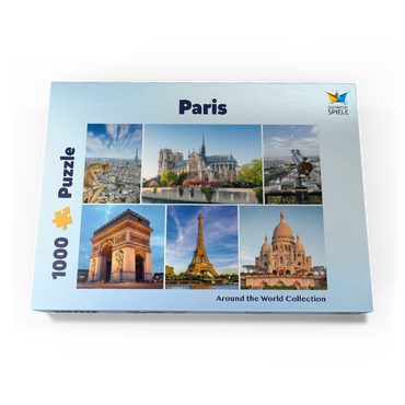 Darstellung des Puzzle Motivs Paris - Notre Dame, Eiffelturm und Sacre Coeur 1000 Puzzle Schachtel Ansicht3