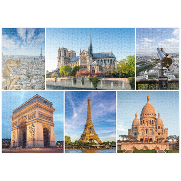 Darstellung des Puzzle Motivs puzzleplate Paris - Notre Dame, Eiffelturm und Sacre Coeur 1000 Puzzle