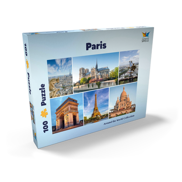 Darstellung des Puzzle Motivs Paris - Notre Dame, Eiffelturm und Sacre Coeur 100 Puzzle Schachtel Ansicht2