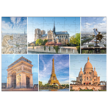 Darstellung des Puzzle Motivs puzzleplate Paris - Notre Dame, Eiffelturm und Sacre Coeur 100 Puzzle