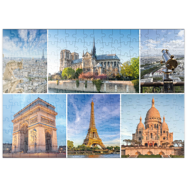 Darstellung des Puzzle Motivs puzzleplate Paris - Notre Dame, Eiffelturm und Sacre Coeur 200 Puzzle