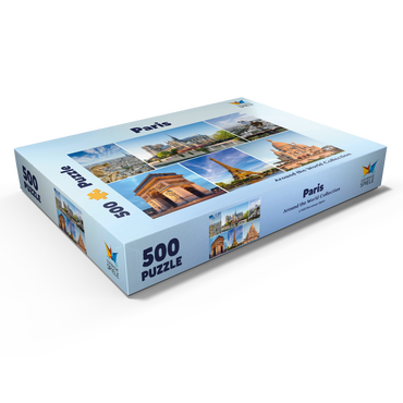 Darstellung des Puzzle Motivs Paris - Notre Dame, Eiffelturm und Sacre Coeur 500 Puzzle Schachtel Ansicht1