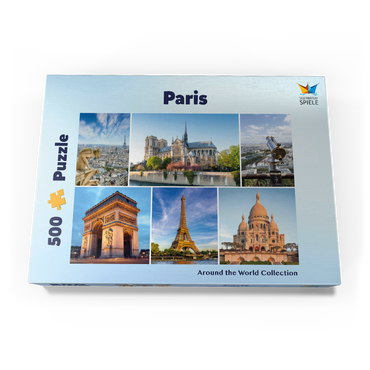 Darstellung des Puzzle Motivs Paris - Notre Dame, Eiffelturm und Sacre Coeur 500 Puzzle Schachtel Ansicht3
