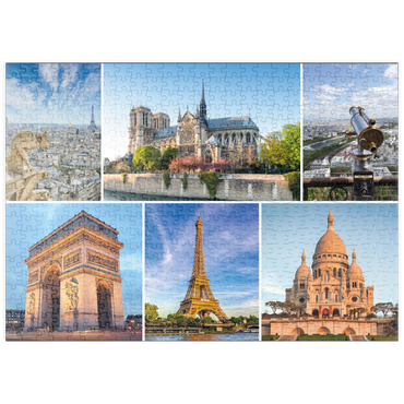 Darstellung des Puzzle Motivs puzzleplate Paris - Notre Dame, Eiffelturm und Sacre Coeur 500 Puzzle