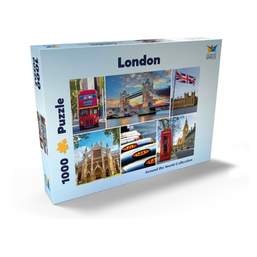 Darstellung des Puzzle Motivs London - Big Ben, Tower Bridge und Westminster Abbey 1000 Puzzle Schachtel Ansicht2