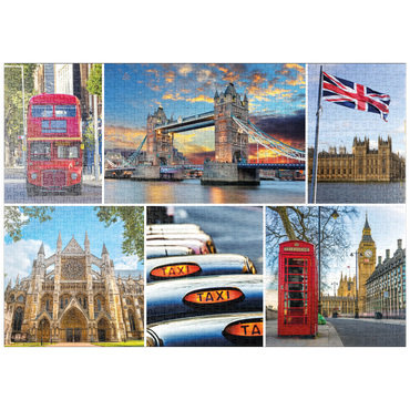 Darstellung des Puzzle Motivs puzzleplate London - Big Ben, Tower Bridge und Westminster Abbey 1000 Puzzle