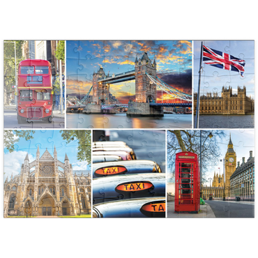 Darstellung des Puzzle Motivs puzzleplate London - Big Ben, Tower Bridge und Westminster Abbey 100 Puzzle