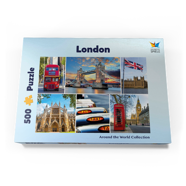 Darstellung des Puzzle Motivs London - Big Ben, Tower Bridge und Westminster Abbey 500 Puzzle Schachtel Ansicht3