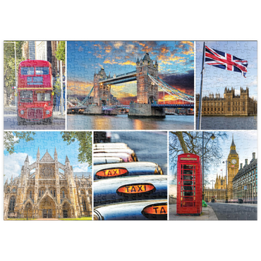 Darstellung des Puzzle Motivs puzzleplate London - Big Ben, Tower Bridge und Westminster Abbey 500 Puzzle