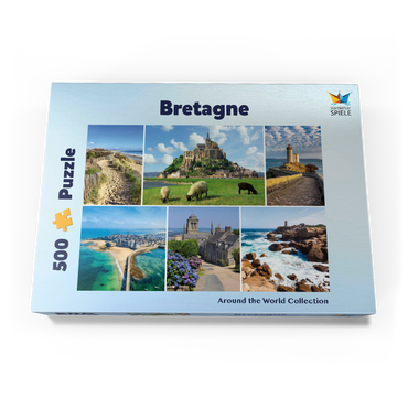 Darstellung des Puzzle Motivs Bretagne - Mont Saint Michel, Saint Malo und Locronan 500 Puzzle Schachtel Ansicht3