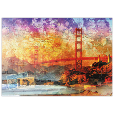Darstellung des Puzzle Motivs puzzleplate Golden Gate Bridge - San Francisco - Kalifornien 100 Puzzle