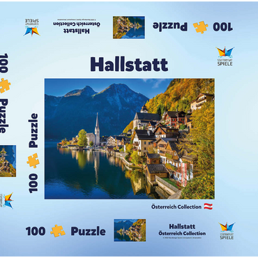 Darstellung des Puzzle Motivs Hallstatt in Österreich, Hallstätter See - Unesco Weltkulturerbe 100 Puzzle Schachtel 3D Modell