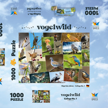 Darstellung des Puzzle Motivs Vögel des Jahres - Collage Nr.1 - Deutschland 1000 Puzzle Schachtel 3D Modell
