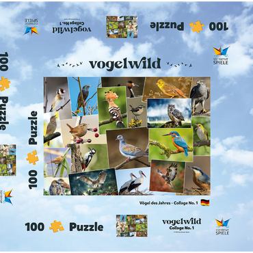 Darstellung des Puzzle Motivs Vögel des Jahres - Collage Nr.1 - Deutschland 100 Puzzle Schachtel 3D Modell