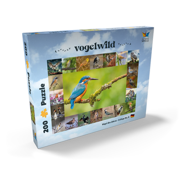 Darstellung des Puzzle Motivs Vögel des Jahres - Collage Nr.8 Hauptmotiv: Eisvogel 200 Puzzle Schachtel Ansicht2