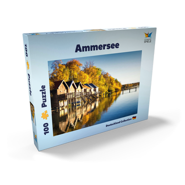 Darstellung des Puzzle Motivs Ammersee - Bootshäuser in Stegen - Bayern 100 Puzzle Schachtel Ansicht2