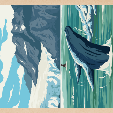 Darstellung des Puzzle Motivs Kenai Fjords National Park - Whale's Haven in Nature, Vintage Travel Poster 1000 Puzzle 3D Modell