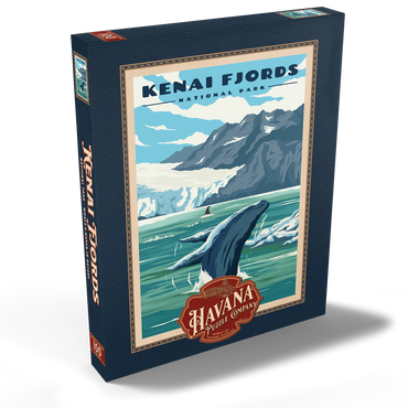 Darstellung des Puzzle Motivs Kenai Fjords National Park - Whale's Haven in Nature, Vintage Travel Poster 100 Puzzle Schachtel Ansicht2