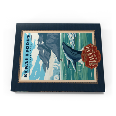 Darstellung des Puzzle Motivs Kenai Fjords National Park - Whale's Haven in Nature, Vintage Travel Poster 100 Puzzle Schachtel Ansicht3