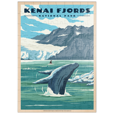 Darstellung des Puzzle Motivs puzzleplate Kenai Fjords National Park - Whale's Haven in Nature, Vintage Travel Poster 100 Puzzle