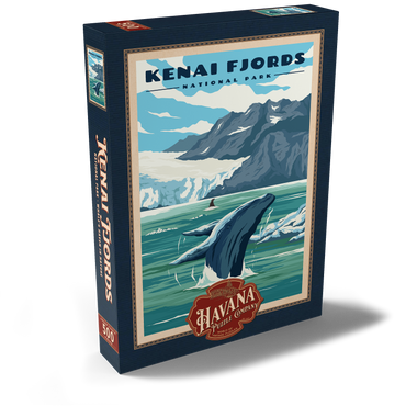 Darstellung des Puzzle Motivs Kenai Fjords National Park - Whale's Haven in Nature, Vintage Travel Poster 500 Puzzle Schachtel Ansicht2