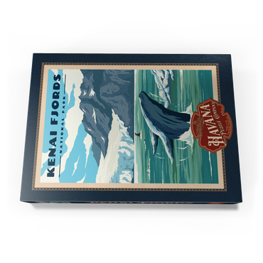 Darstellung des Puzzle Motivs Kenai Fjords National Park - Whale's Haven in Nature, Vintage Travel Poster 500 Puzzle Schachtel Ansicht3