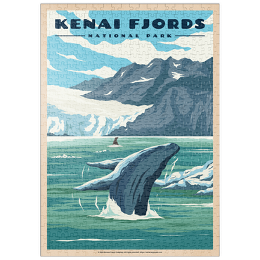Darstellung des Puzzle Motivs puzzleplate Kenai Fjords National Park - Whale's Haven in Nature, Vintage Travel Poster 500 Puzzle
